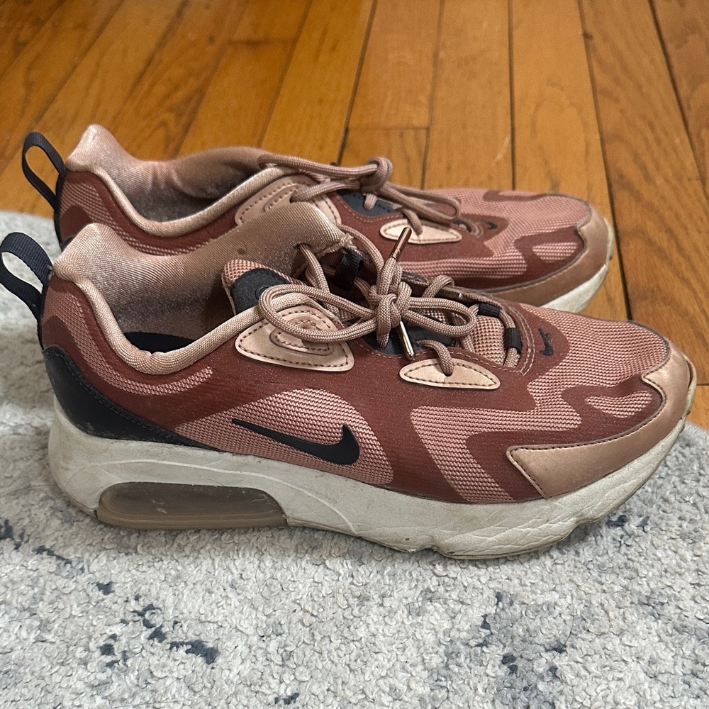 Nike rust/red and Tan Low-Top Sneakers with Black Swoosh